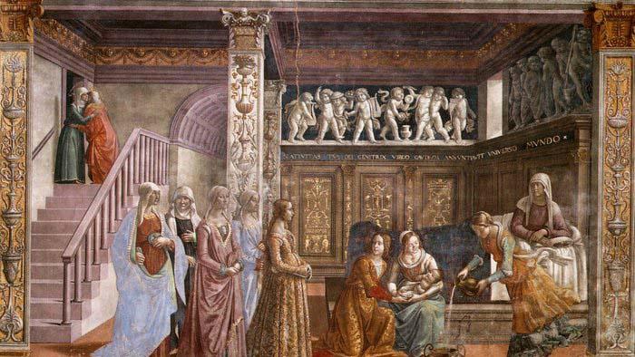 GHIRLANDAIO, Domenico Birth of Mary oil painting image